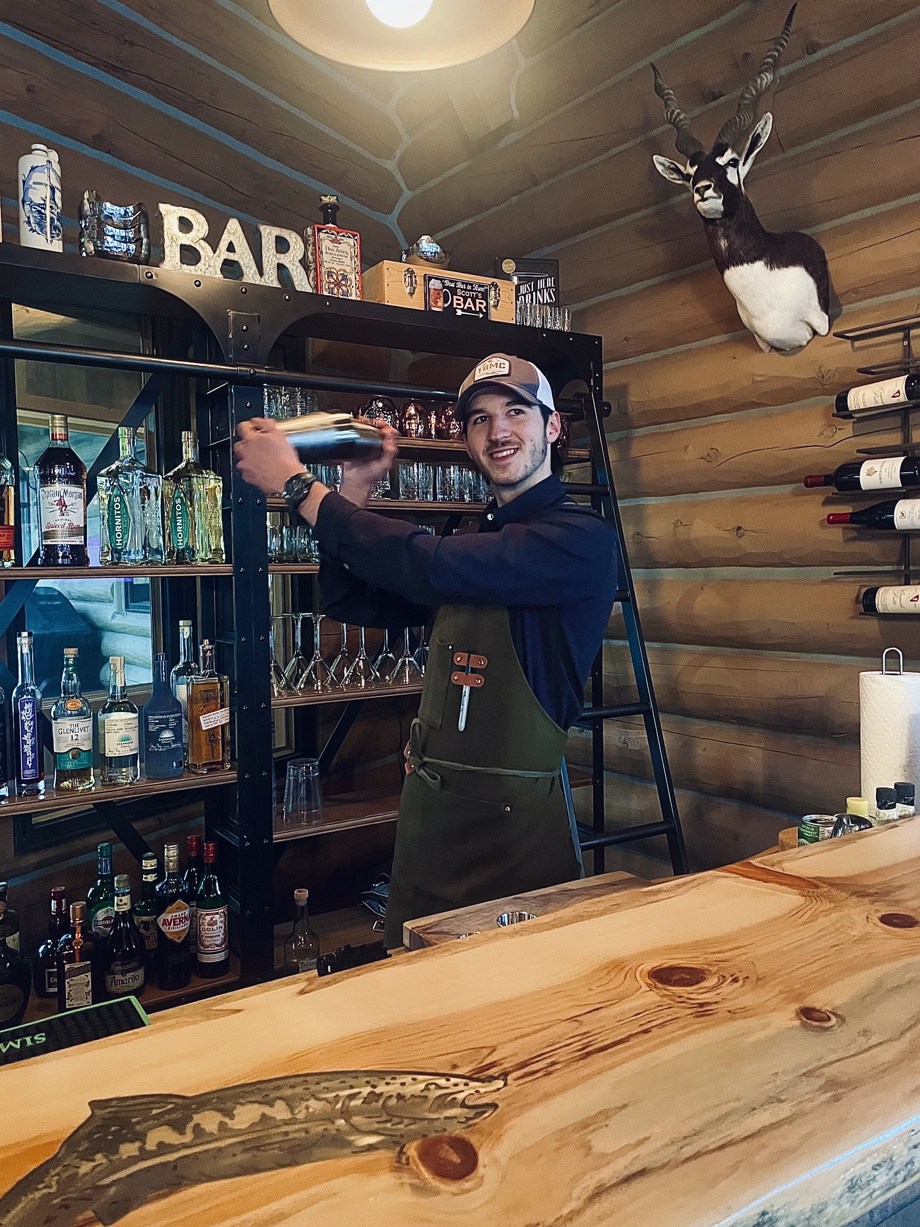 Bartender at the lodge bar