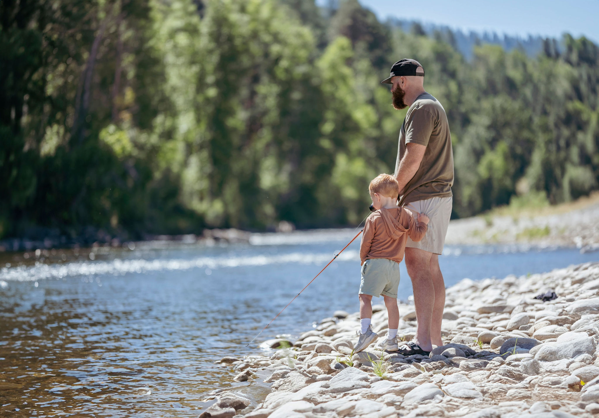 Family fishing on the Bitterroot River